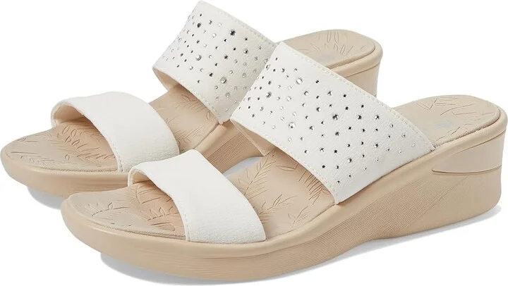 Bzees Sienna Bright Wedge Sandals Women's Sandals Sugar White : 10 M