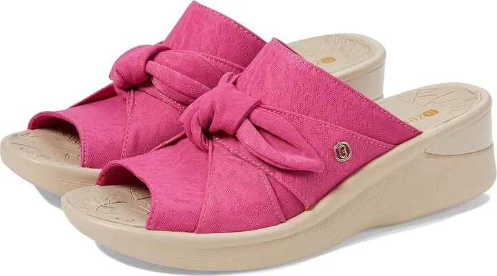 Bzees Smile Slides Women's Sandals Pink Cheetah Fabric : 8.5 W, Textile