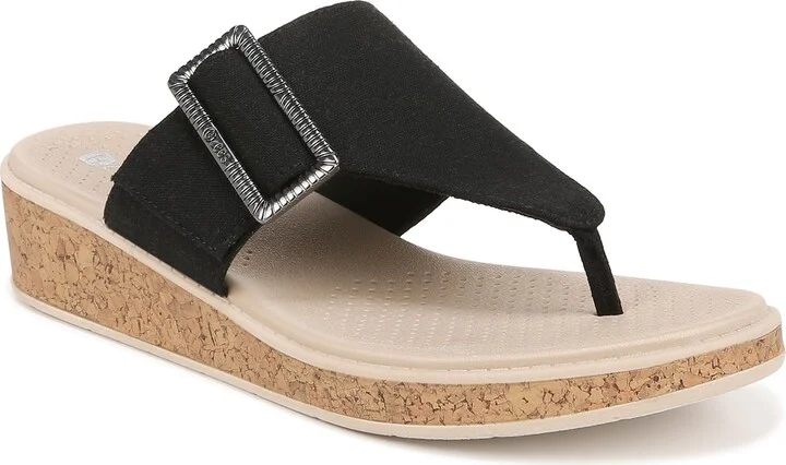 BZees Womens Bay Machine Washable Comfort Wedge Sandal Black
