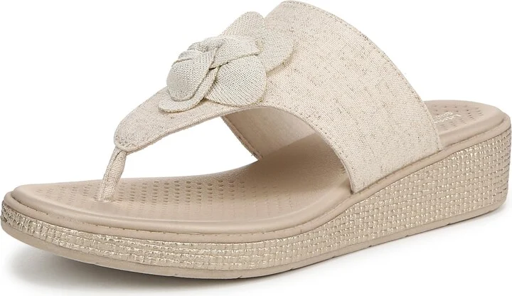 BZees Womens Bloom Flip-Flop Natural Stretch Linen 11 M