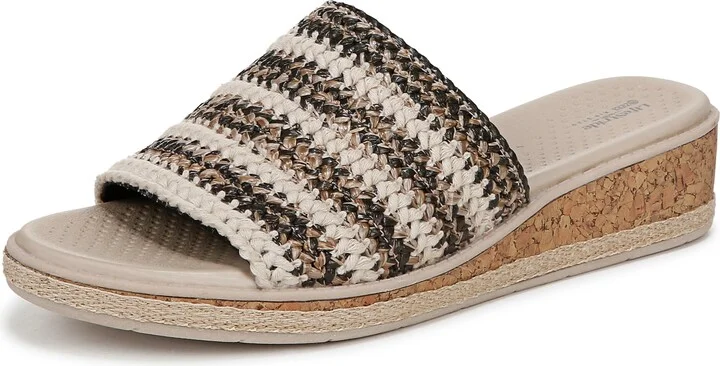 BZees Womens Breezy Slide Sandal Black Raffia 7 M