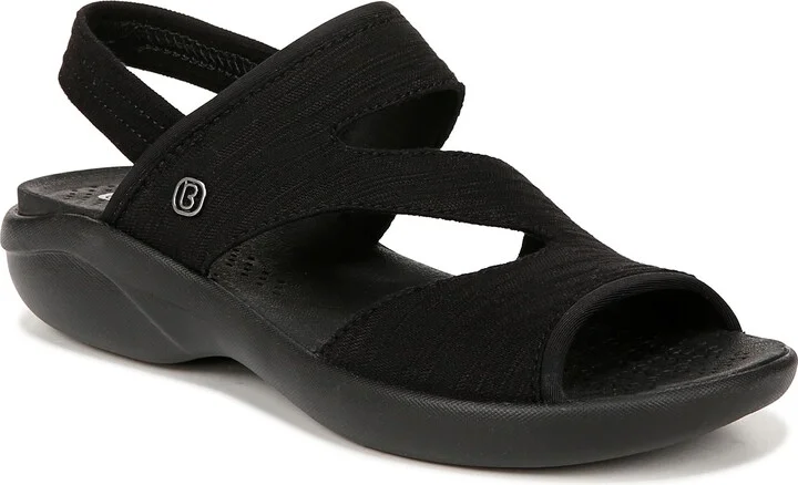 BZees Womens Cleo Machine Washable Comfort Wedge Sandal Black