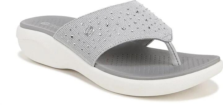 BZees Womens Cruise Bright Machine Washable Comfort Wedge Sandal Oyster White