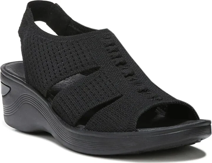 BZees Womens Double Up Sandal Black Knit 8 M