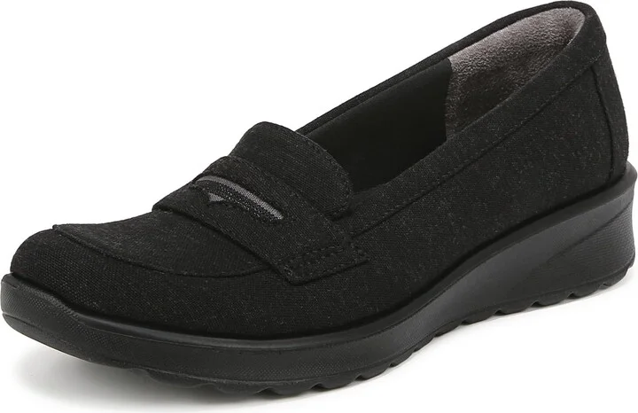 BZees Womens Gamma Slip On Black Fabric 6 M