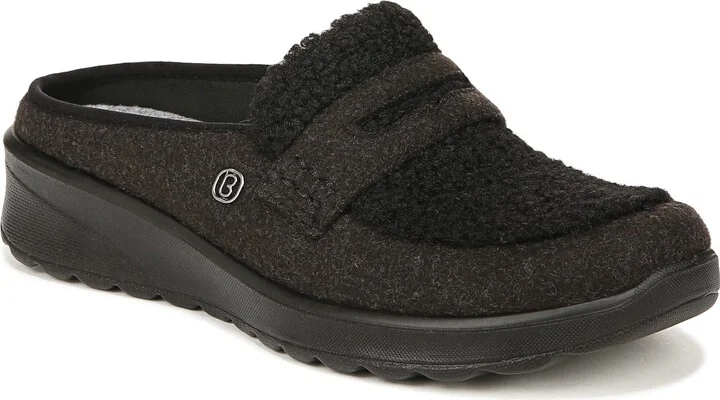 BZees Women's Georgia Slip On Washable Comfort Loafer Mule Black Fleece 7.5 M