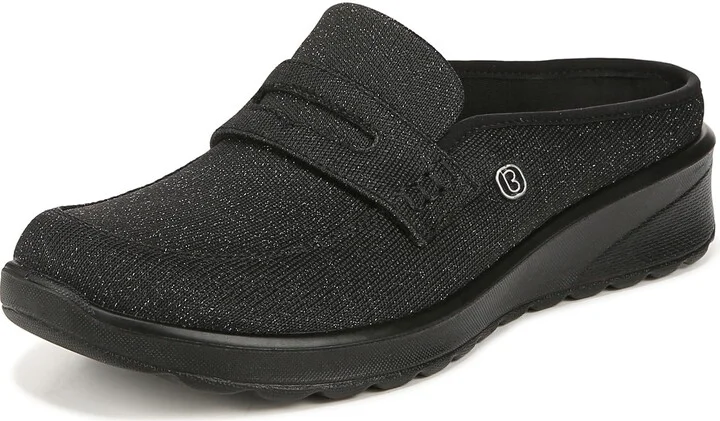 BZees Women's Georgia Slip On Washable Comfort Loafer Mule Black Sparkle 8 W