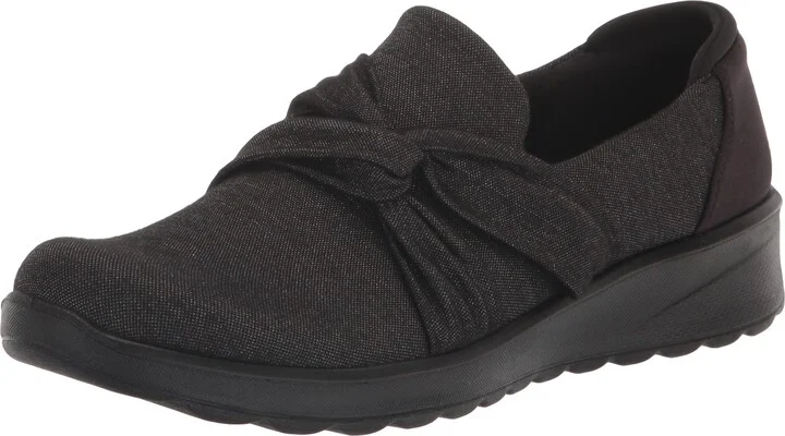 BZees Womens Glimmer Slip-On Black Shimmer 9 M