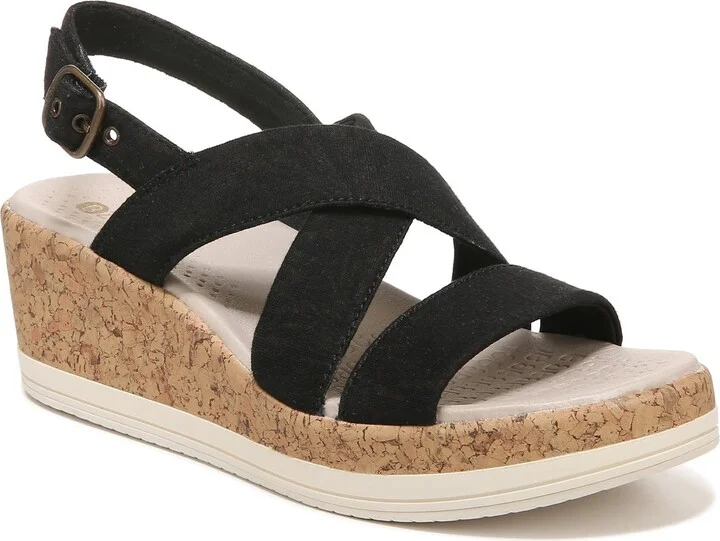 BZees Womens Radiant Cork Strappy Wedge Sandal