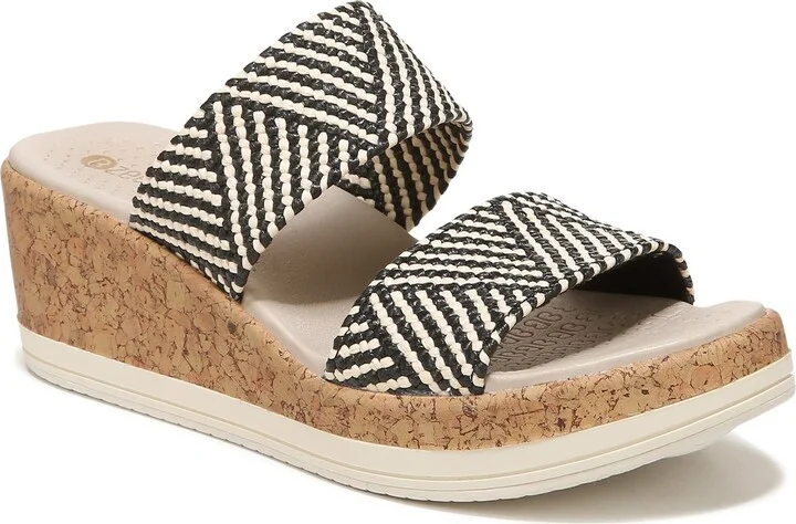 BZees Womens Resort Cork Strappy Wedge Sandal