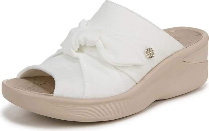 BZees Womens Smile Machine Washable Comfort Wedge Sandal White