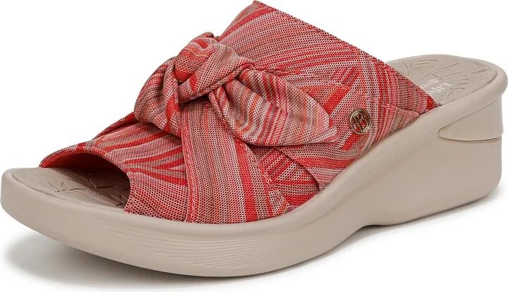 BZees Womens Smile Slide Sandal Coral Weekend Stripe Fabric 9 W
