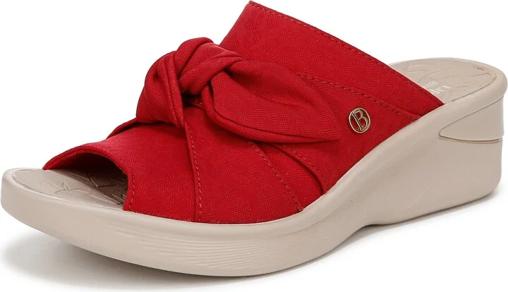 BZees Womens Smile Wedge Sandal Fire Red 6.5 W