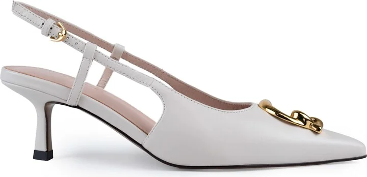C-me Smooth Slingback Shoes In Leather