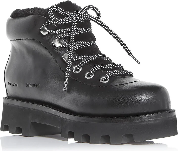 CA/MU Hiking Bootie Womens Leather Almond Toe Ankle Boots