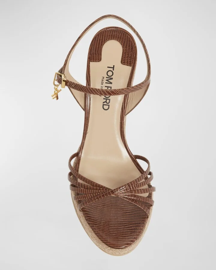 Cabana Lizard-Embossed Wedge Espadrilles - Image 3