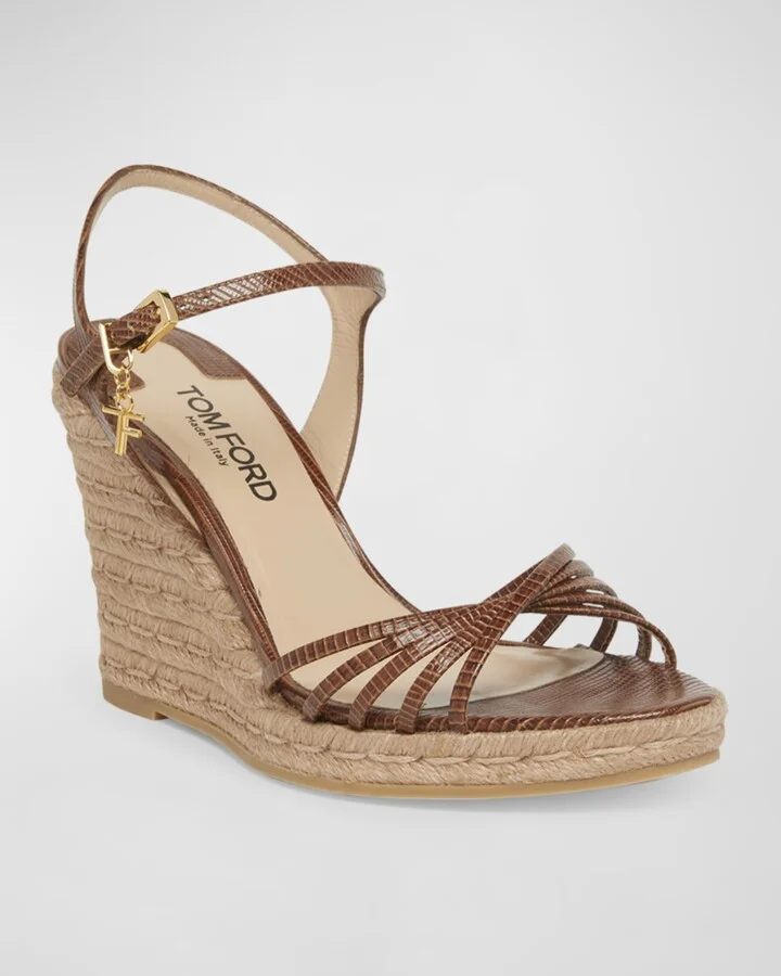 Cabana Lizard-Embossed Wedge Espadrilles - Image 4