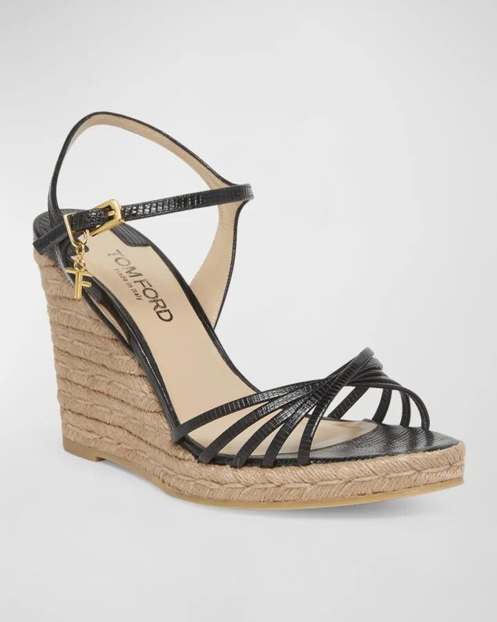 Cabana Lizard-Embossed Wedge Espadrilles - Image 10