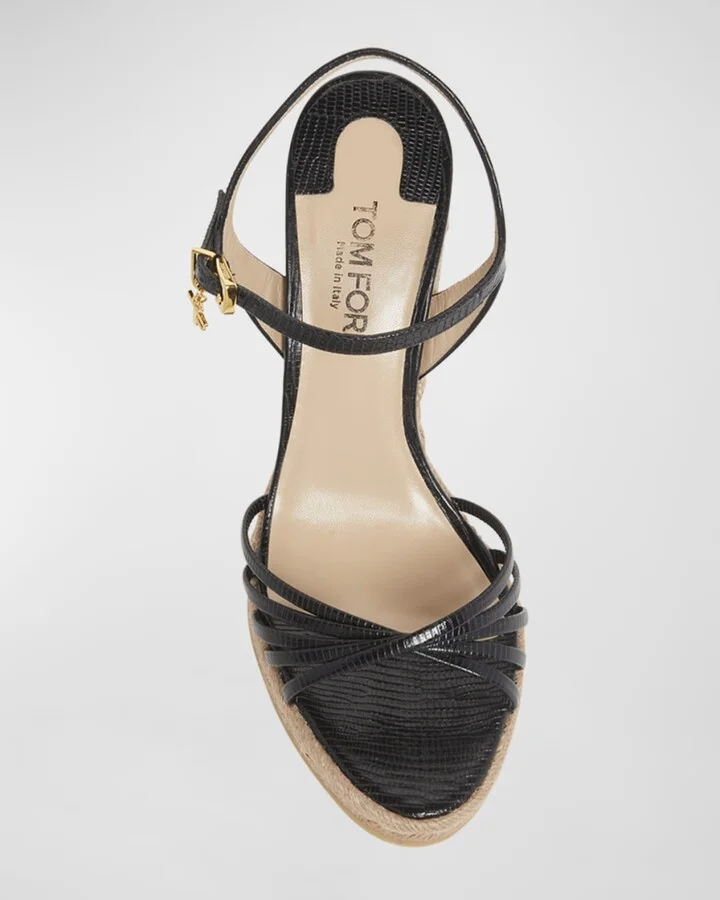 Cabana Lizard-Embossed Wedge Espadrilles - Image 11