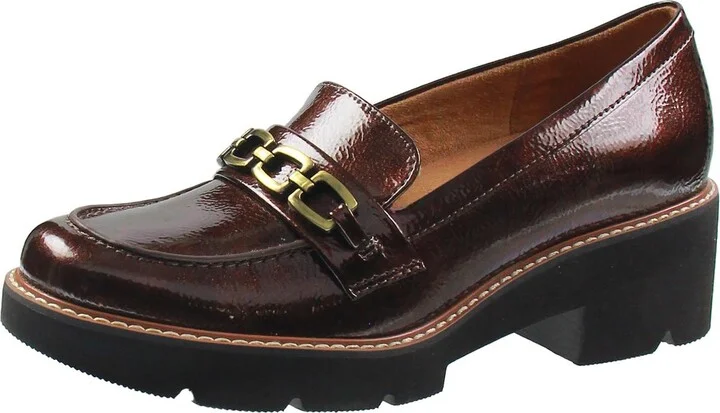 Cabana Womens Patent Pebbled Loafer Heels