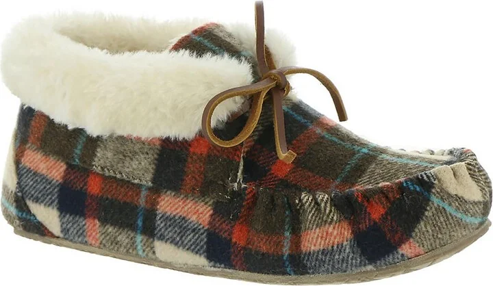 Cabin Bootie Womens Plaid Faux Fur Lined Moccasins