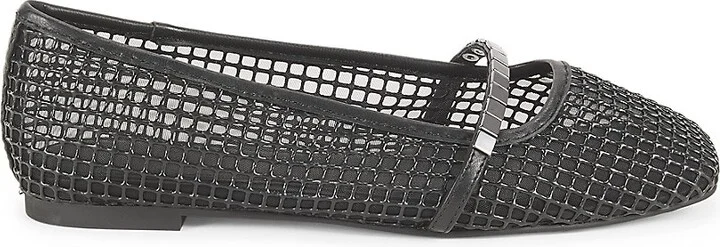 Cache Mesh Leather Ballet Flats
