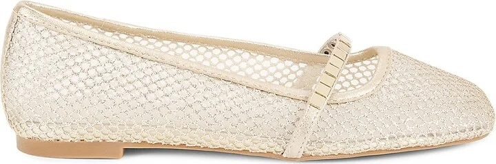 Cache Mesh Leather Ballet Flats