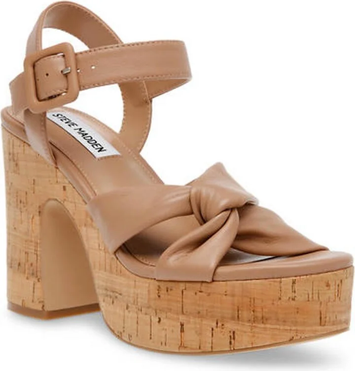 Cacy Womens Leather Ankle Strap Platform Sandals