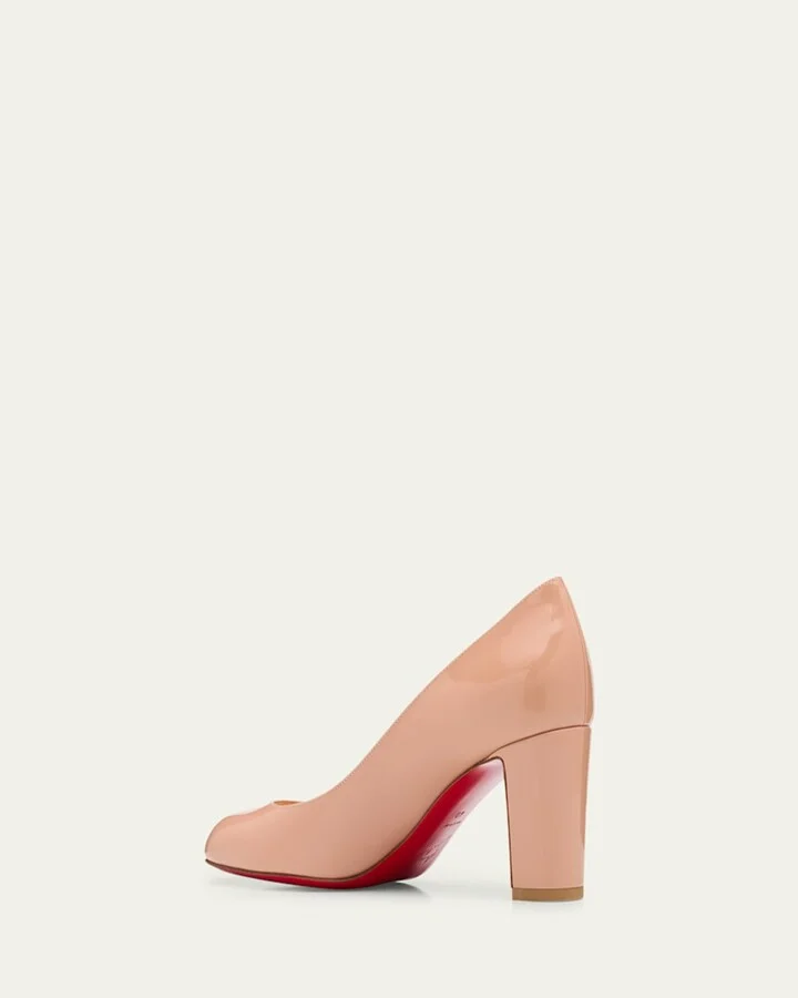Cadrilla Patent Block-Heel Red Sole Pump - Image 6