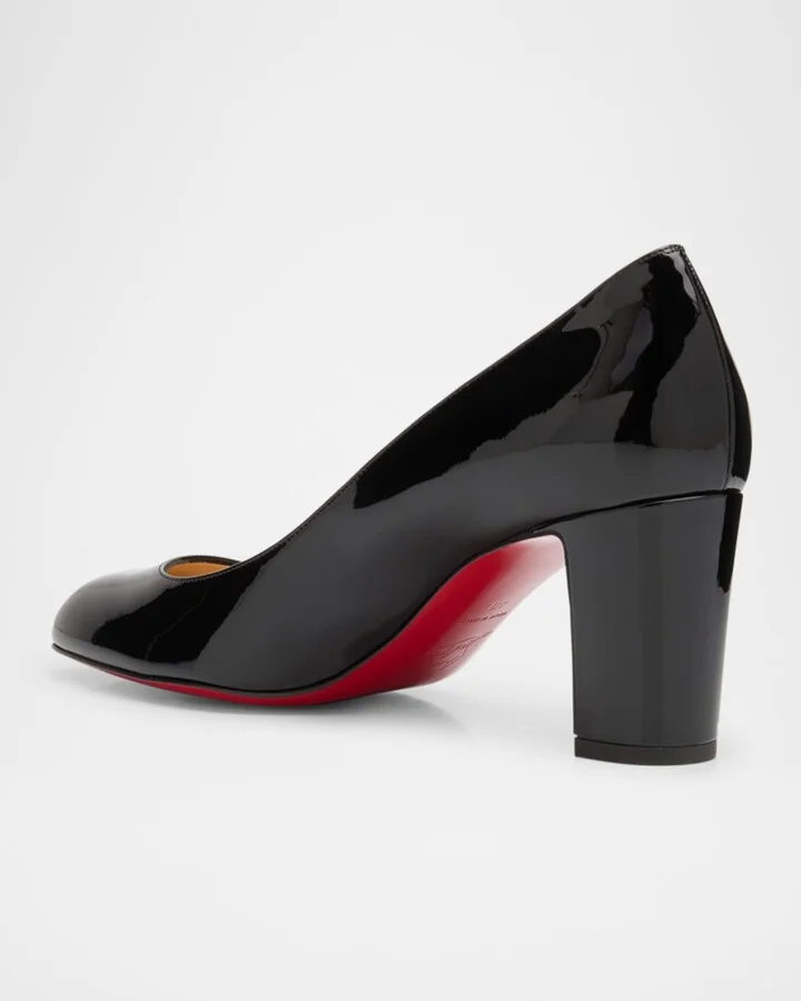 Cadrilla Patent Block-Heel Red Sole Pump - Image 8