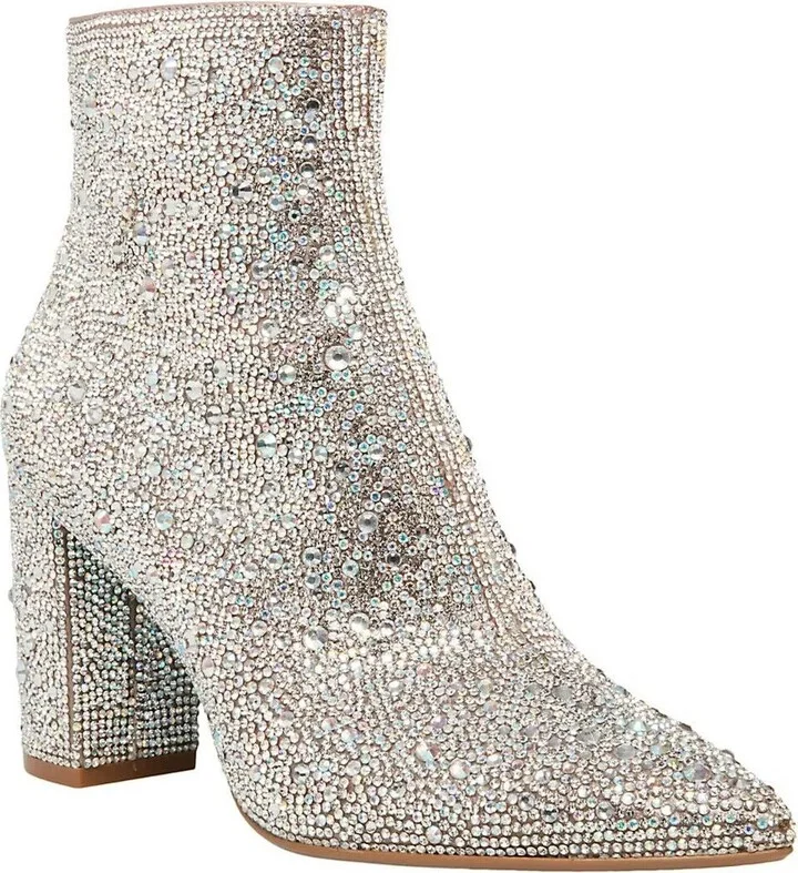 Cady Boots Women's US 8.5 Silver Embellished Block Heel ZPO1402