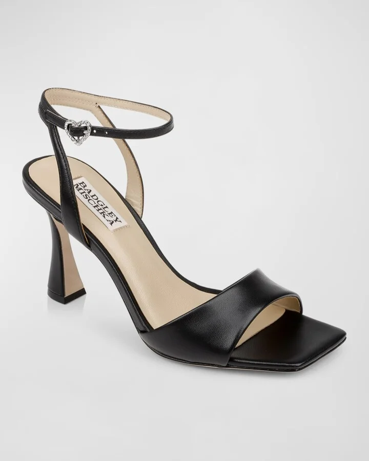 Cady Leather Crystal Heart Ankle-Strap Sandals - Image 8
