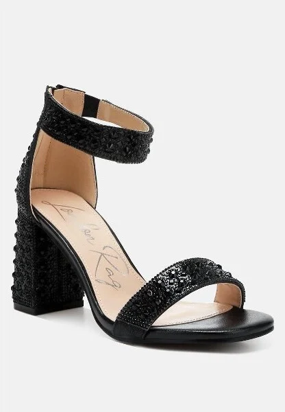 Cady Rhinestones And Sequins Block Sandals Women - Image 2