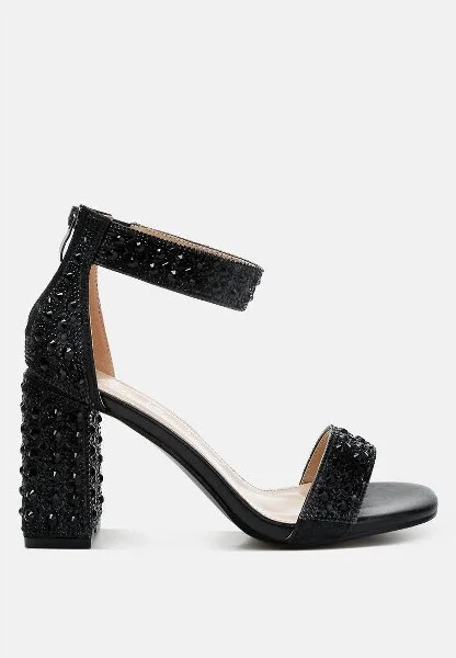 Cady Rhinestones And Sequins Block Sandals Women