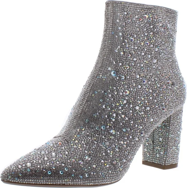 Cady Womens Embellished Block Heel Ankle Boots