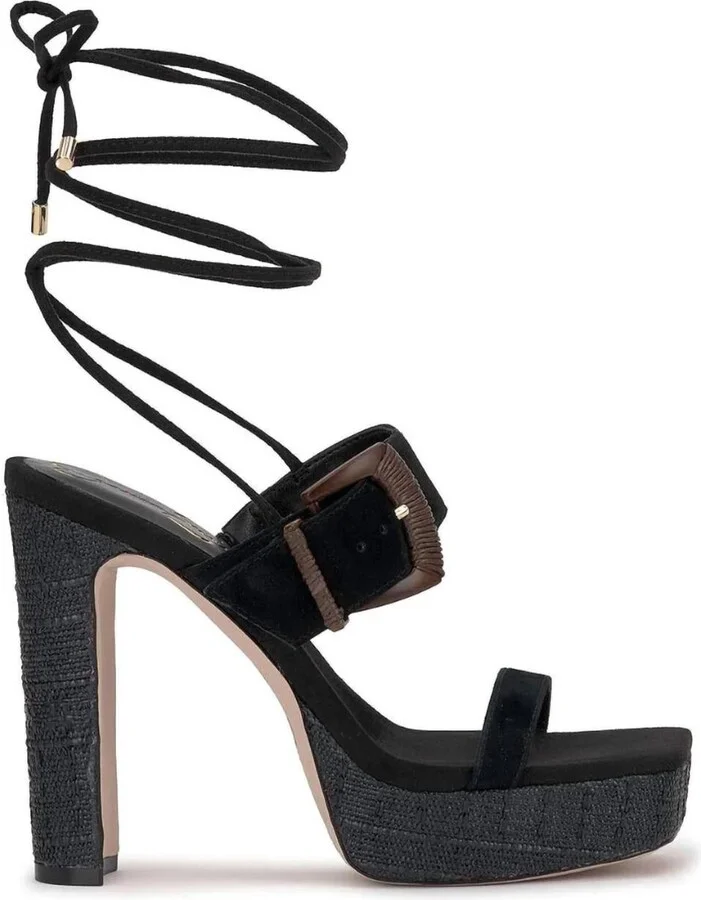 Caelia Ankle Lace Up Platform Sandal In Black