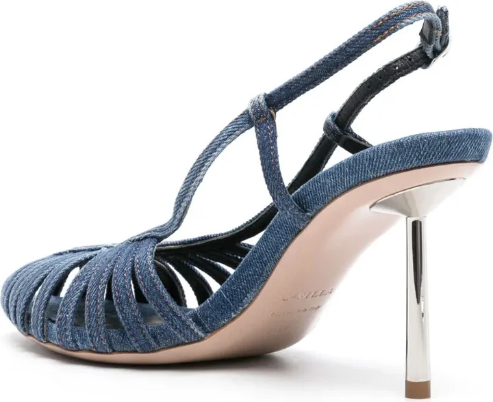 Cage 110mm denim slingback pumps - Image 3