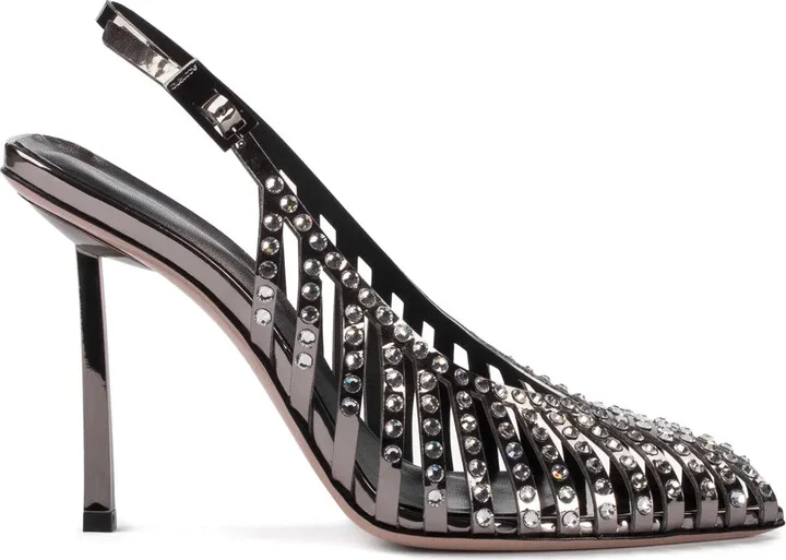 Cage crystal-embellished pumps