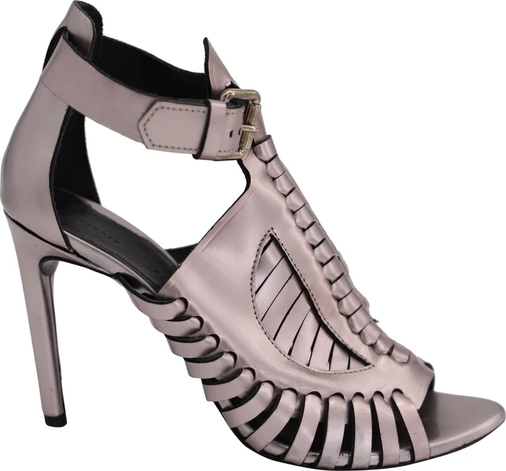 Cage Heels in Silver Patent Leather