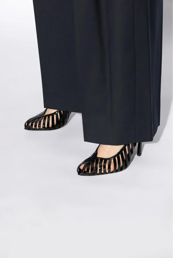 Cage leather 100mm sling back pumps - Image 2