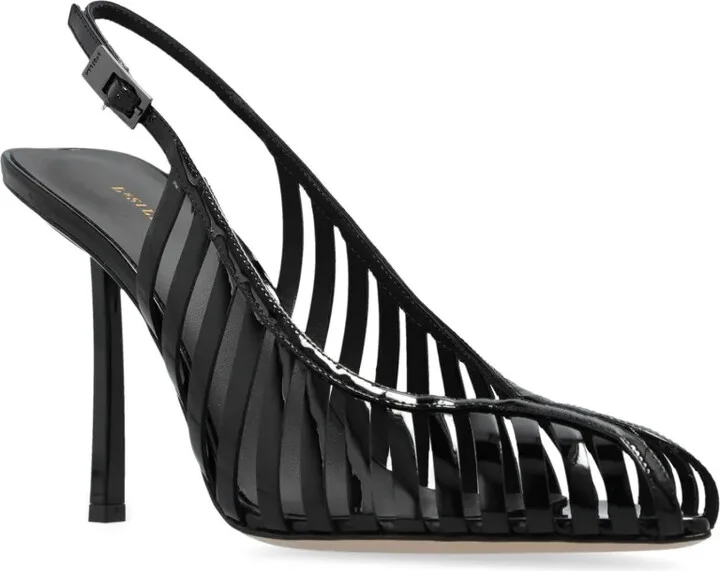 Cage leather 100mm sling back pumps - Image 4