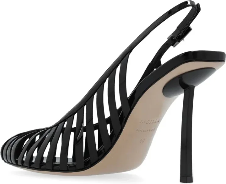 Cage leather 100mm sling back pumps - Image 5