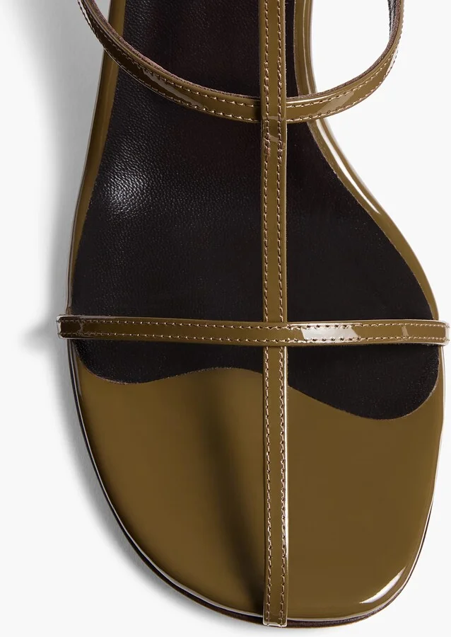 Cage Sandal in Dark Olive Patent Leather - Image 4