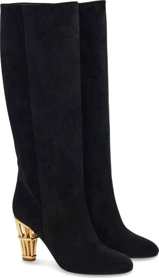 Cage suede knee-high boots - Image 2
