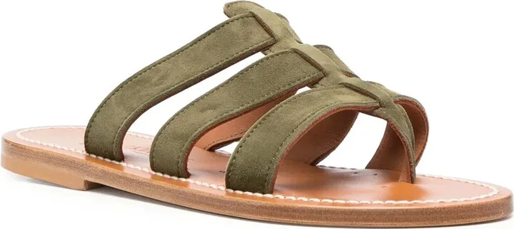 Caged-Design Calf-Leather Slides - Image 2
