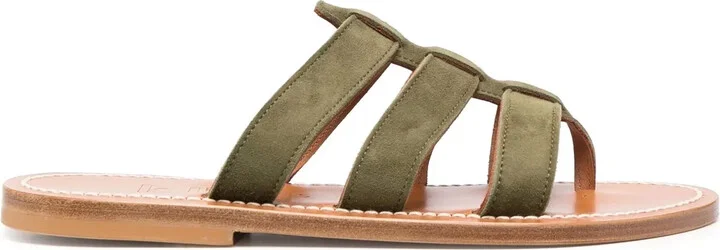 Caged-Design Calf-Leather Slides