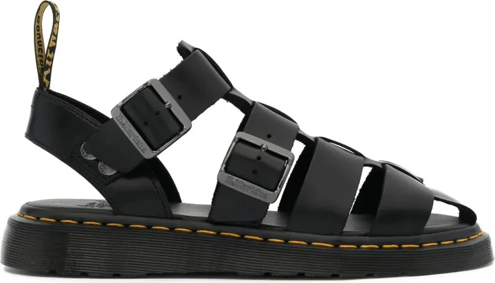 Caged-Design Leather Sandals