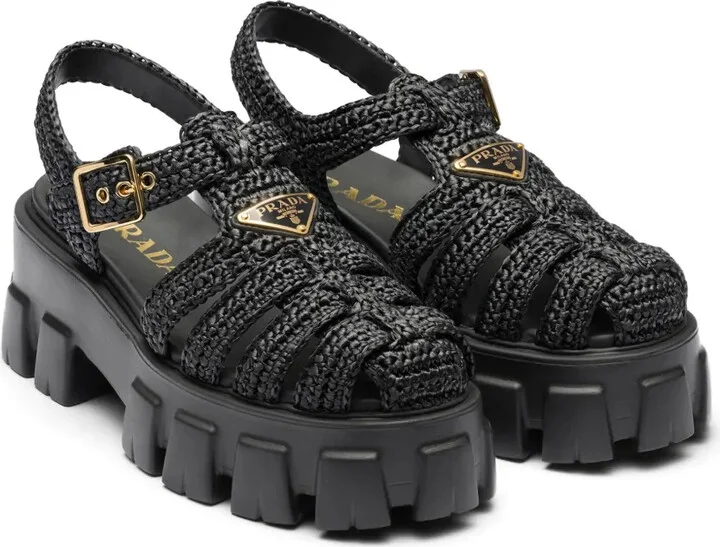 Caged Flatform Raffia Sandals - Image 2