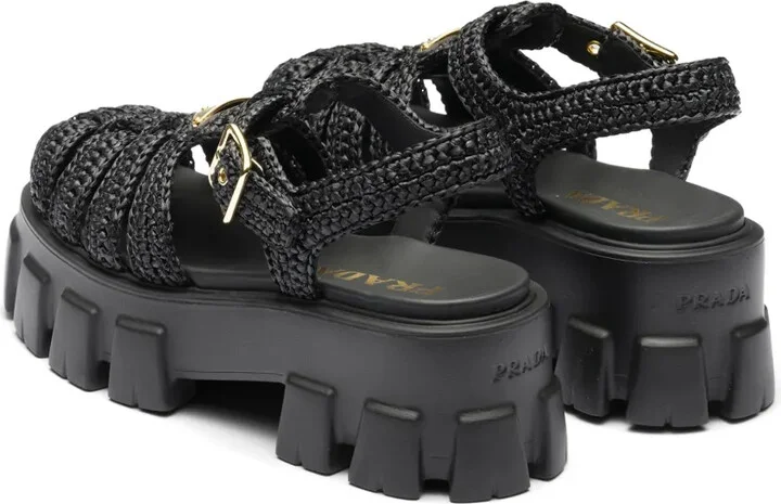 Caged Flatform Raffia Sandals - Image 3
