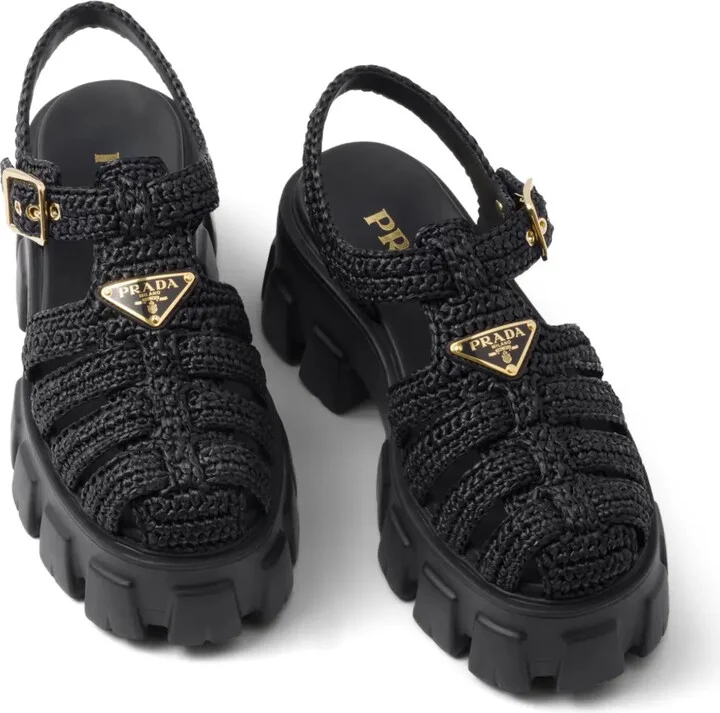 Caged Flatform Raffia Sandals - Image 4